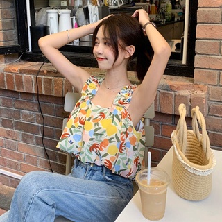 MAเสื้อสายเดี่ยว เข้ารูป ลายดอกไม้ สไตล์ฝรั่งเศส แฟชั่นฤดูร้อน สําหรับผู้หญิง 2022