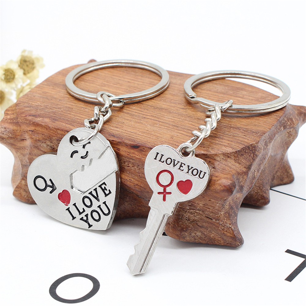 พวงกุญแจคู่รัก-สัญลักษณ์โรแมนติก-รัก-กุญแจและหัวใจ-พวงกุญแจ-ของขวัญวันวาเลนไทน์-อุปกรณ์เสริม-สําหรับแฟนสามี