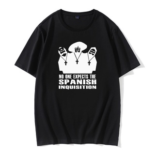 เสื้อยืดแขนสั้น ผ้าฝ้าย พิมพ์ลาย Nobody Expects The Spanish Inquisition Monty Python แฟชั่นฤดูร้อน สําหรับผู้ชาย