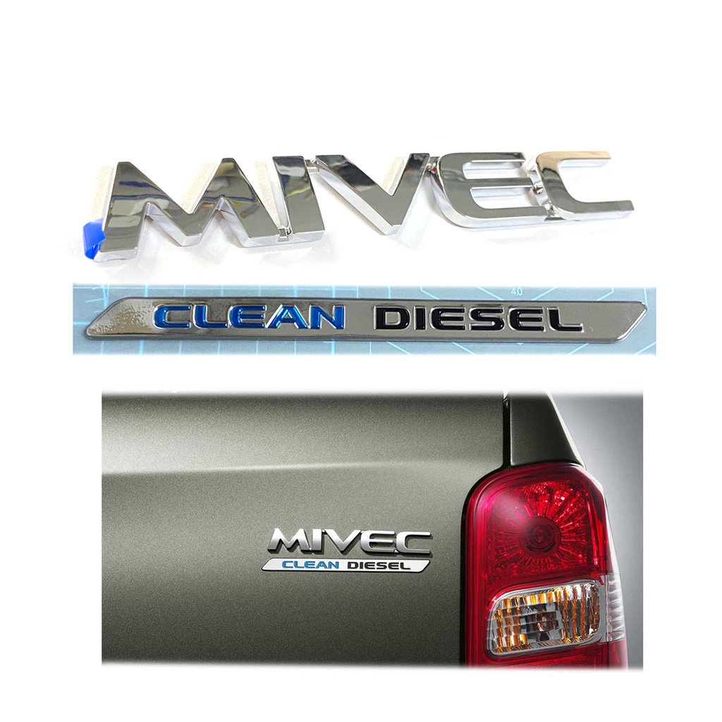 logo-mivec-clean-diesel-โลโก้-mivec-clean-diesel-ของแท้-ใส่-mitsubishi-triton-โครเมี่ยม-2ชิ้น-mitsubishi-triton