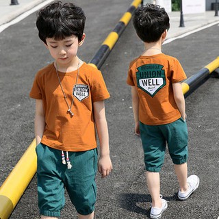 ชุดสูทแขนสั้นเด็กชายสไตล์ฤดูร้อนเสื้อผ้าเด็กหล่อสไตล์ฤดูร้อนสูททูพีซ