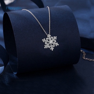 Fancyqube Snowflake Shaped Pendant Necklace Women Shiny CZ Romantic Sweater Chain High Quality Silver Color Wedding Jewelry
