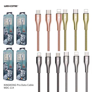 wk สายชาร์จ kingkong  jc 022 สายชาร์จข้อมูลอย่สังกะสีสปริงชาร์จเร็ว 3A 5A สำหรับ type-c microางรวดเร็วโลหะผสม ip