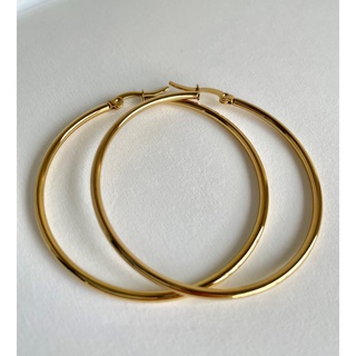 𝐴𝑆𝐻𝐼𝑅𝐴 (18k gold plated) ต่างหูห่วงใหญ่แบบบาง ต่างหูห่วง ต่างหูสแตนเลส ต่างหูห่วงกลม ต่างหูสายฝอ thin hoop earrings