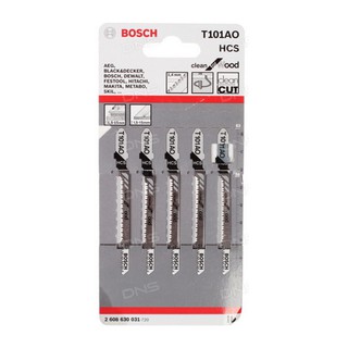 BOSCH T101AO ใบเลื่อยจิ๊กซอตัดไม้ละเอียด ตัดหนา 1.5-15 มิล ตัดโค้ง#2608630031 (5ใบ/แผง)