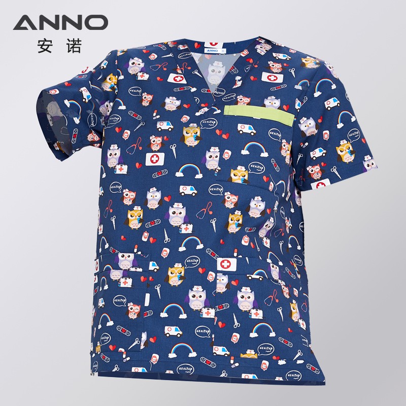 anno-เจ้าหน้าที่โรงพยาบาลเสื้อผ้าทางการแพทย์ขัดเสื้อชุดพยาบาลสําหรับชายหญิงทันตกรรมคลินิกวัสดุชุดพยาบาลเสื้อ