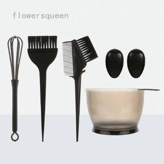 flowersqueen ชุดอุปกรณ์ แปรง ชาม สำหรับย้อมสีผมด้วยตนเอง DIY