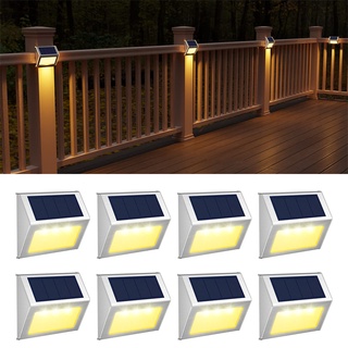 Solar Fence Lights Outdoor Stainless Steel Solar Powered LED Outdoor Lamp Waterproof Step for Stair Patio Path Garden