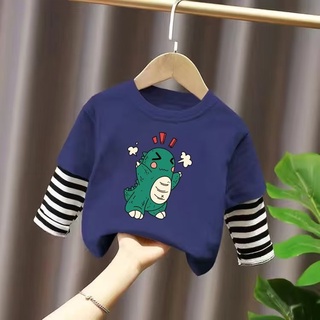 เสื้อยืดกันหนาว คอกลม แขนยาว แบบเย็บติดกัน สไตล์ใหม่ สําหรับเด็กผู้ชาย และเด็กผู้หญิง