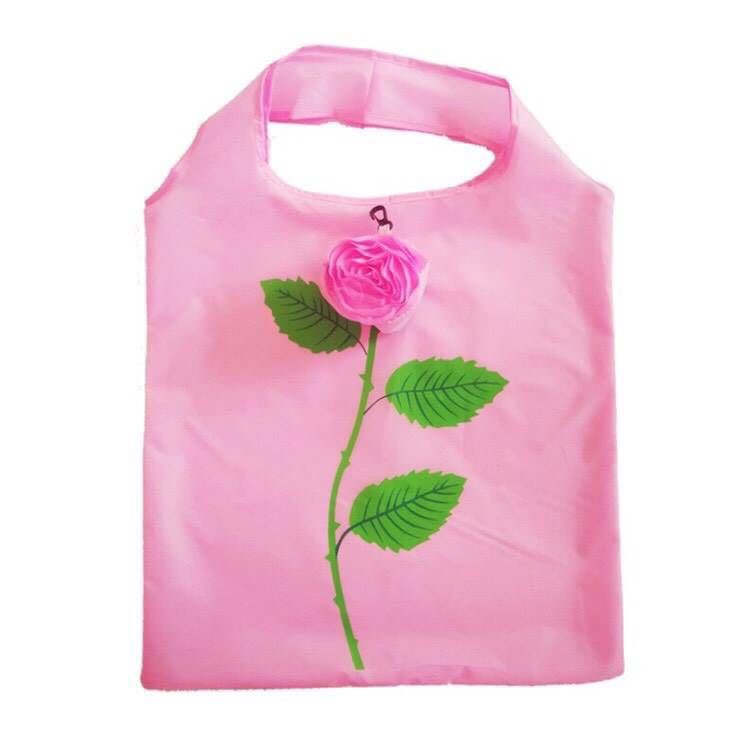ถุงผ้า-กระเป๋า-กระเป๋าพับเก็บได้-ถุงช้อปปิ้งพับเก็บได้รูปดอกไม้-ใบละ-27-บาท