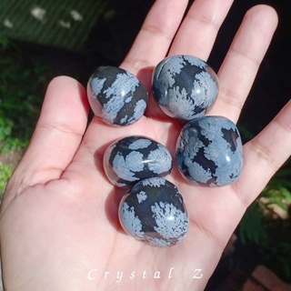 Snowflake Obsidian ❄️#tumbled ผิวมีรอยบิ่น ก้อนขัดมัน หินธรรมชาติ