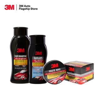 3M Set แชมพูล้างรถ Car Shampoo ขนาด 400ml. PN39000LT + เคลือบกระจกป้องกันหยดน้ำเกาะ PN08889LT + เคลือบเงารถยนต์ สูตรคานูบา PN39526LT