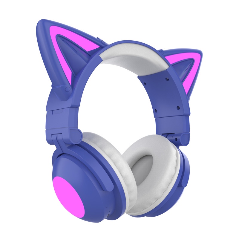 ภาพหน้าปกสินค้าNewmine สินค้าใหม่ luminous cat ear ชุดหูฟังบลูทูธเจ็ดสีที่มีสีสัน head-mounted big earmuffs สเตอริโอเกมอะนิเมะ