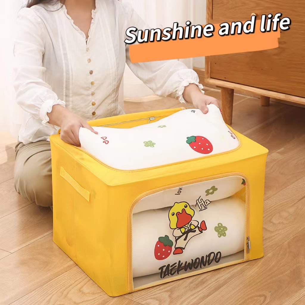 sunshine-and-life-พร้อมส่งคะ-กล่องใส่ของ-กล่องใส่เสื้อผ้า-พับเก็บได้-กล่องผ้าพับได้-มีซิปเปิด-ปิด-2-ด้-มีโครงเหล็กด้าน