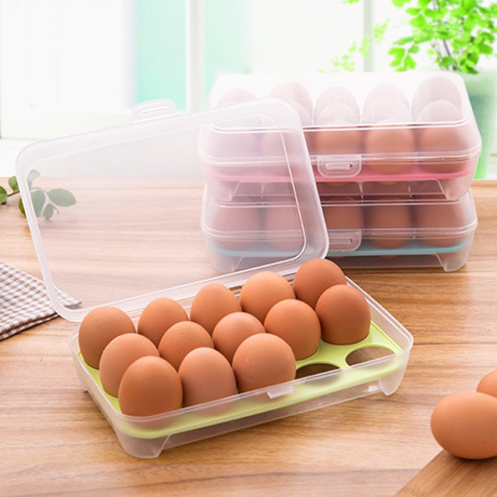 ภาพหน้าปกสินค้ากล่องเก็บไข่พลาสติก 15 ตารางป้องกันการชนกันของตู้เย็นที่เก็บไข่กล่องเก็บของสดแบบพกพา แผงไข่พลาสติก SA1366
