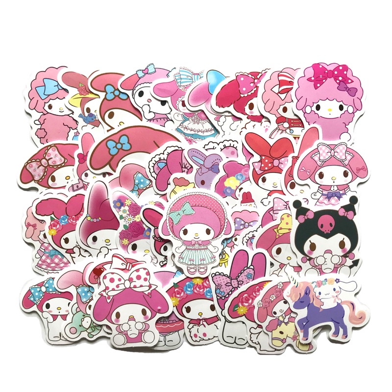 สติ๊กเกอร์-mymelody-20-มายเมโลดี้-40-ชิ้น-ซานริโอ้-sanrio-kuromi-สติ้กเกอร์-มายเม-เมโลดี้-myme-คุโรมิ-คิตตี้-hello-kitty