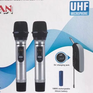 ไมโครโฟน SOUND MILAN ไมค์โครโฟน ไร้สาย ไมค์ลอยคู่ แบบพกพา UHF Wireless Microphone รุ่น M-621ส่งฟรี มีเก็บเงินปลายทาง