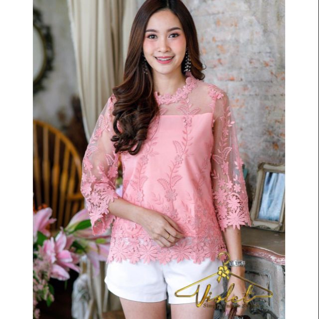 สีฟ้ามาใหม่จ้า-เสื้อลูกไม้ทรงใหญ่-อก-40-46-ปักลูกไม้สามมิติ-ทรงสวยหรูมากค่ะ