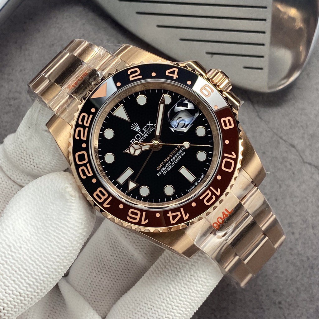 rolex-gmt-master-ii-ประเภทกรีนนิชหน้าปัดสีดำนาฬิกาแฟชั่นผู้ชาย