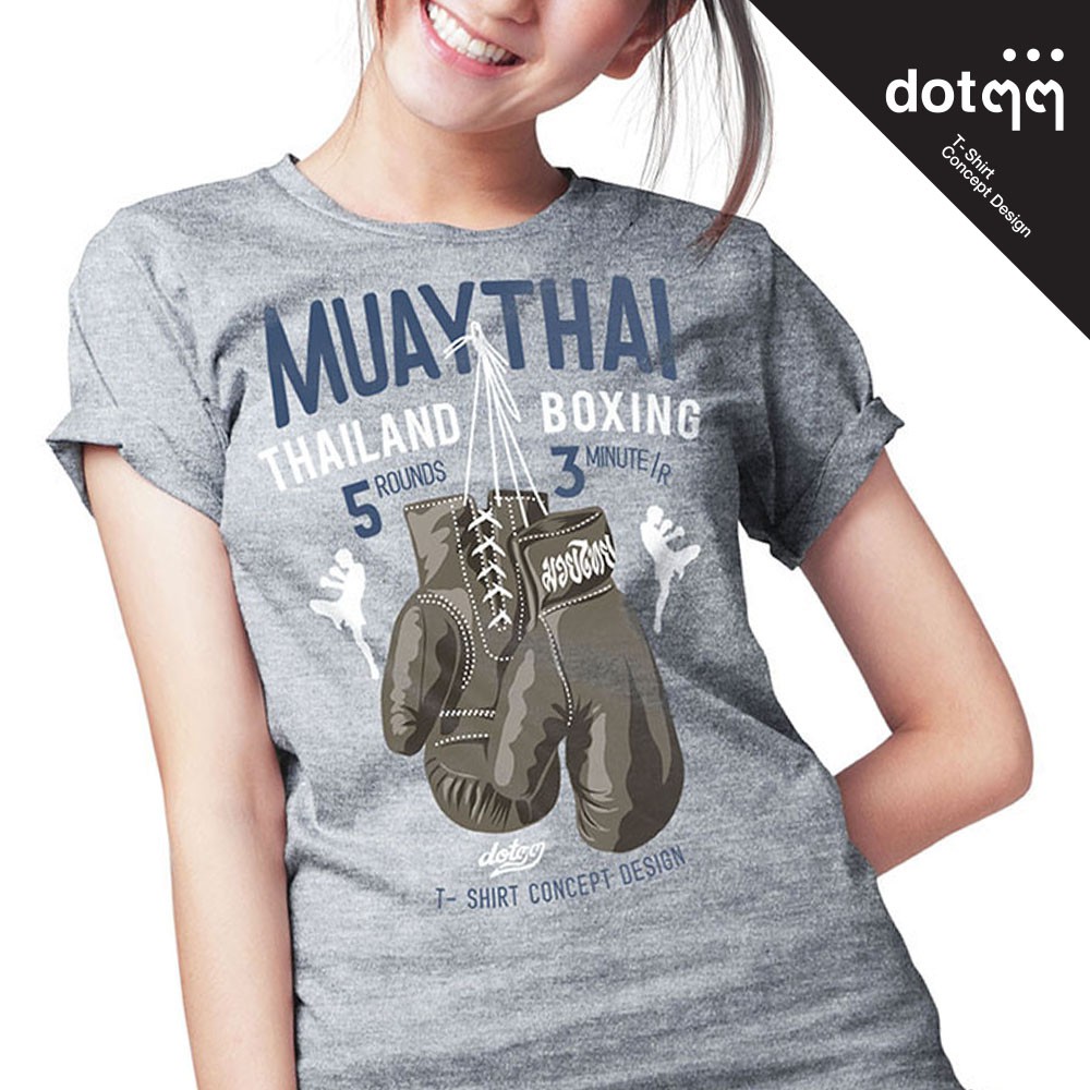 dotdotdot-เสื้อยืดหญิง-concept-design-ลาย-muaythai-grey