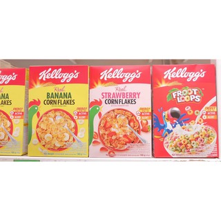 3รส kelloggs corn flakes  cereal คอนเฟลก ซีเรียล อาหารเช้า FROOT LOOPS 160g. Strawberry Banana 180 กรัม