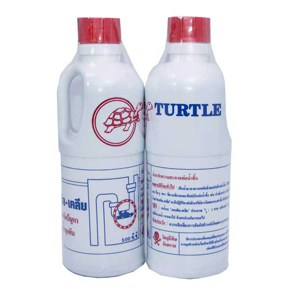 turtle-น้ำยาล้างท่อตัน-น้ำยา-ขจัดท่อตัน-ล้างท่อตัน-500-cc-ชุด-2-ชิ้น-ตราเต่า
