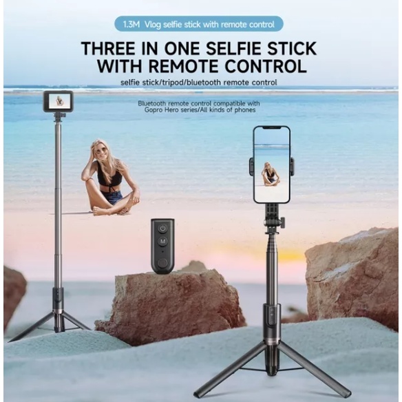 telesin-1-3m-selfie-stick-ขาตั้งกล้อง1-3m-รีโมทคอนโทรลไร้สาย-bluetooth-สำหรับ-goproและมือถือ