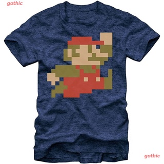 【100% cotton】เสื้อยืดกีฬา Mens Nintendo Super Mario Bros 8-Bit Pixel Sprite T-Shirt Short sleeve T-shirts