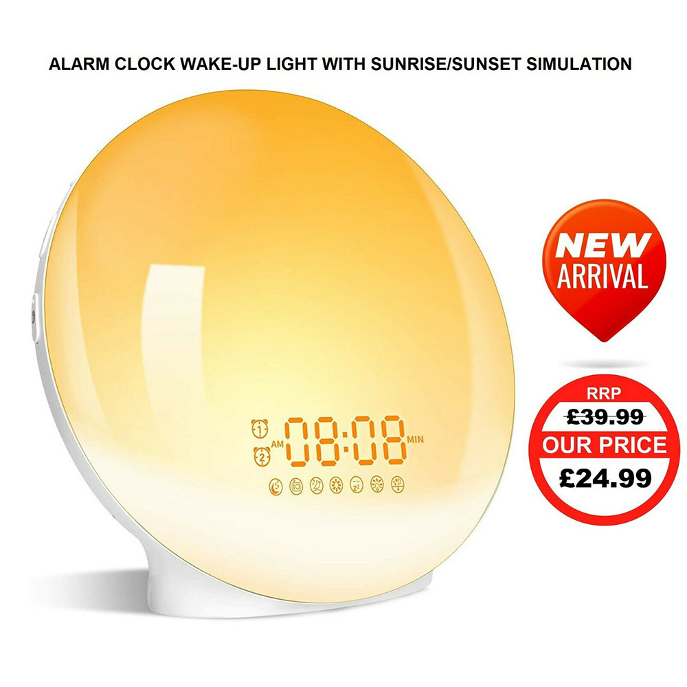 Bedside Alarm Clock Wake Up Light with Sunrise/Sunset Simulation Dual