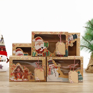 12 ชิ้น / เซต คริสต์มาส กล่องเก็บของ วันเกิด ขนม คุกกี้ อาหาร ของขวัญ กล่องกระดาษ อุปกรณ์