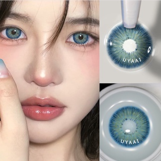 【graded Lens】uyaai คอนแทคเลนส์สายตาสั้น สีฟ้า 14.2 มม. 0.00--8.00 2 ชิ้น