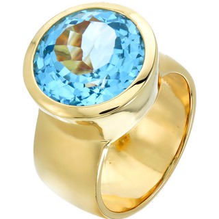 แหวนพลอยแท้โทพาส สีฟ้าชุปทองไมครอน รุ่น GR3477-BT