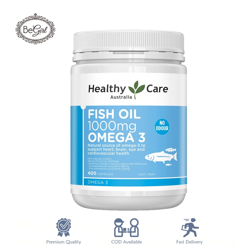 ภาพหน้าปกสินค้าHealthy Care Fish Oil 1000mg Omega 3 Odorless 400 Capsules น้ำมันปลา