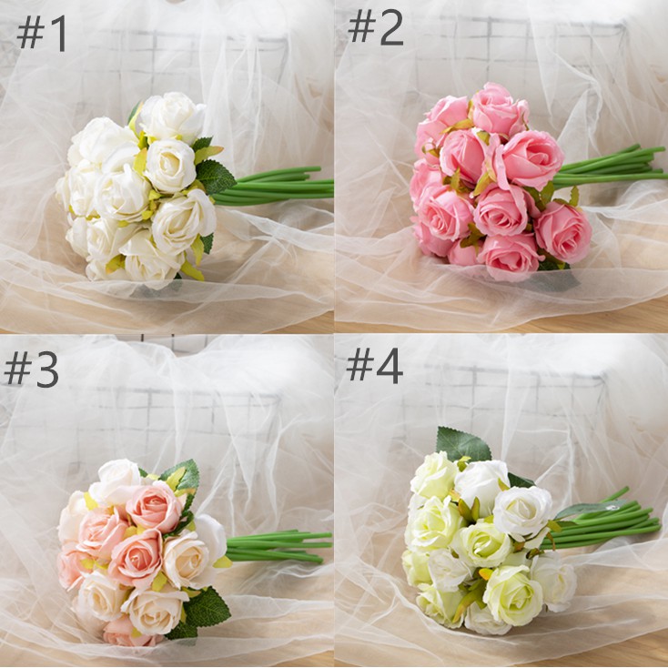 ภาพสินค้าช่อดอกกุหลาบผ้าไหมประดิษฐ์ 12 ดอกสําหรับตกแต่งบ้านงานแต่งงาน จากร้าน moshee.th บน Shopee ภาพที่ 7