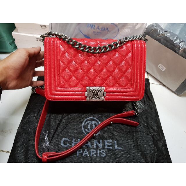 ellapupe-shop-ลดราคา-chanel-boy-งานพรีเมี่ยม-สีแดง-10-จำนวนจำกัด