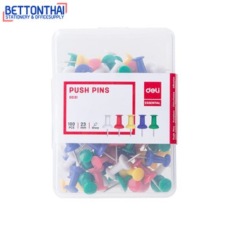 Deli 0031 Color Push Pin หมุดสีเสียบกระดาษ บรรจุ 100 ชิ้น หมุด หมุดปักบอร์ด หมุดปักกระดาษ หมุดหลายสี หมุดแฟนซี หมุดปัก