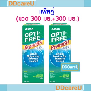 OPTI-FREE REPLENISH 300 ml ออพติ-ฟรี รีเพลนิช น้ำยาล้างคอนแทคเลนส์ 300 มล. แพ็คคู่ (2 ขวด) Alcon อัลคอน