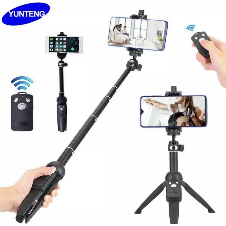 ราคาและรีวิวพร้อมส่ง 3 ใน 1 Yunteng YT-9928 Handheld Tripod Selfie Stick พร้อมBluetooth Remote สำหรับ Smart Phone ของแท้100%