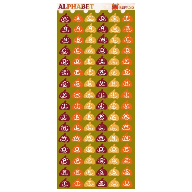 พร้อมส่ง-alphabet-sticker-pumpkin-set-ได้-3-แบบต่อแพ็ก-เคลือบhologram