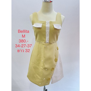 เดรสสั้น สายเดี่ยว สีเหลืองอ่อน BELLITA SIZE M