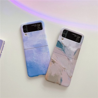 เคสโทรศัพท์มือถือ ลายภาพวาดสีน้ํามัน รูปกราฟฟิตี้ สีม่วง สําหรับ Samsung Galaxy Z Flip 3 5G Z Flip 4