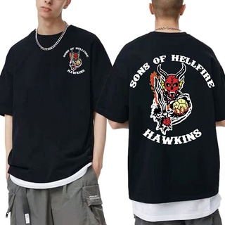 [S-5XL] เสื้อยืด พิมพ์ลายกราฟิก Stranger Things 4 Eddie Munson Sons of Hellfire Club Hawkins สไตล์พังก์ร็อค ฮิปฮอป แฟชั่