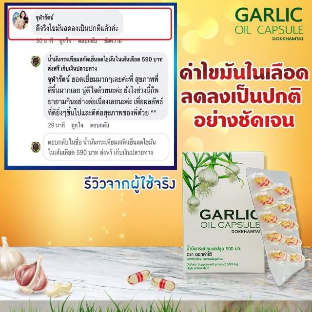 2กล่อง-น้ำมันกระเทียม-สกัด-garlic-oil-capsule-ตรา-ดอกคำใต้-น้ำมันกระเทียมแคปซูล