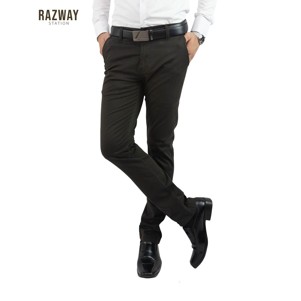รูปภาพสินค้าแรกของRazway กางเกงชิโน่ ผ้ายืดนุ่มสวยทน ทรงกระบอกเล็ก กางเกงสแลคชาย รุ่น RZ826