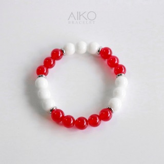 love you two style กำไลหิน (Red Aventurine X White Agate)