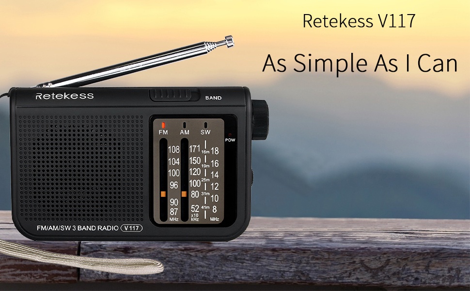 รูปภาพเพิ่มเติมเกี่ยวกับ Retekess V117 วิทยุ FM AM SW แบบพกพา สำหรับผู้สูงอายุ มีลูกบิดปรับ (สีดำ)