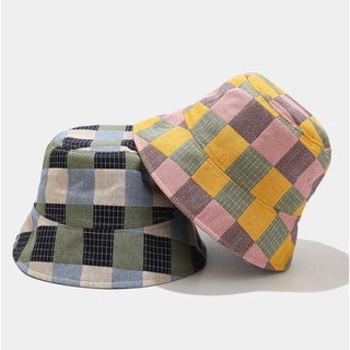หมวกบักเก็ต ป้องกันแดด พิมพ์ลายตาราง สีสันสดใส แฟชั่นฤดูร้อน สไตล์ชาวประมง สําหรับผู้หญิง