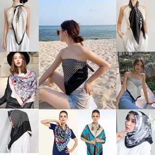 ภาพหน้าปกสินค้าผ้าพันคอและผ้าคลุมไหล่ scarf shawl ผ้าคลุมไหล่ซาติน ผ้าพันคอ ผ้ามัดอก ผ้าไหมซาติน ขนาด90*90ซม สินค้าพร้อมส่งที่ไทย ซึ่งคุณอาจชอบราคาและรีวิวของสินค้านี้