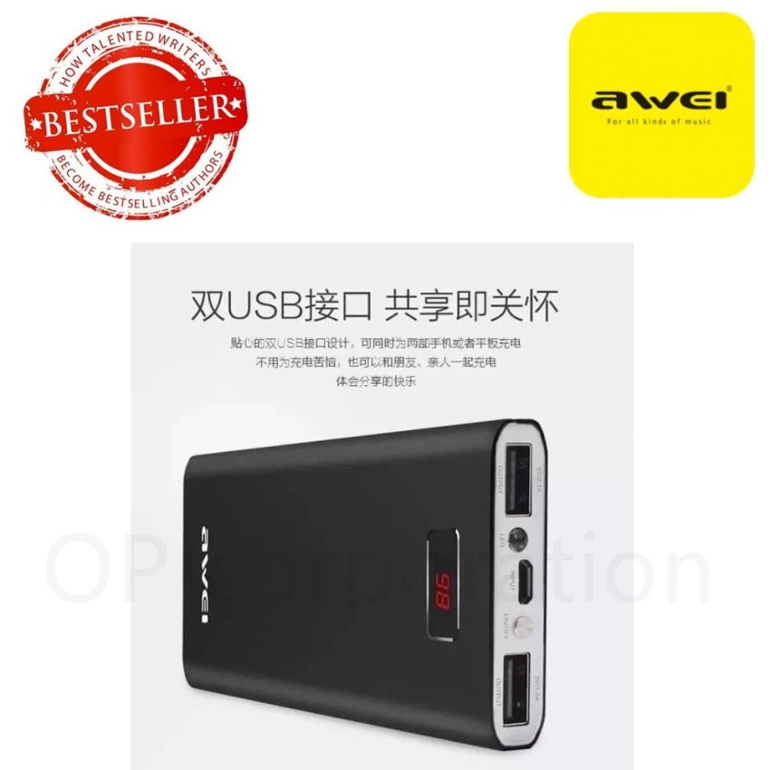 awei-power-bank-เพาเวอร์แบงค์-แบตสำรอง-8000mah-p91k-black