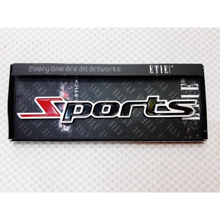 เพลส โลโก้ Sports (พื้นชุบ Sแดง portsดำ) แบบแปะ (กว้าง2cmXยาว14cm)